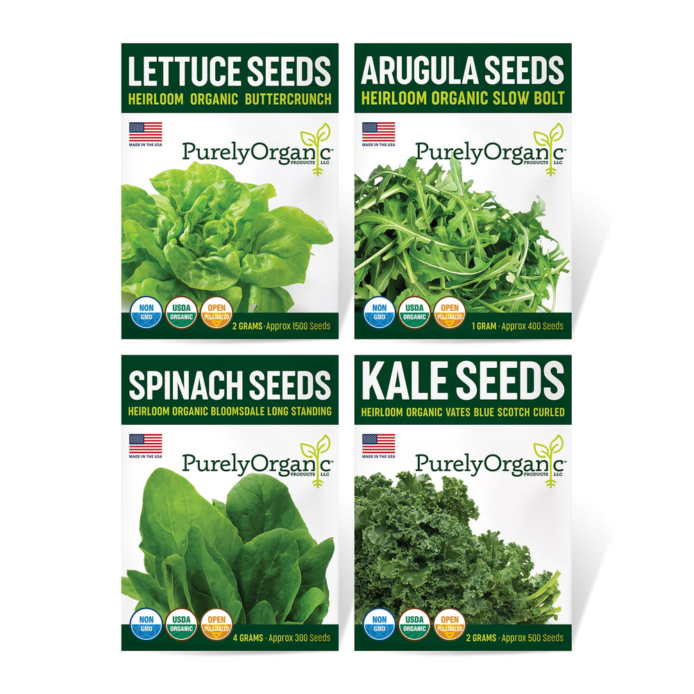 Purely Organic Salad Greens Starter Kit (4 Seed Packets - Over 2500 Seeds)