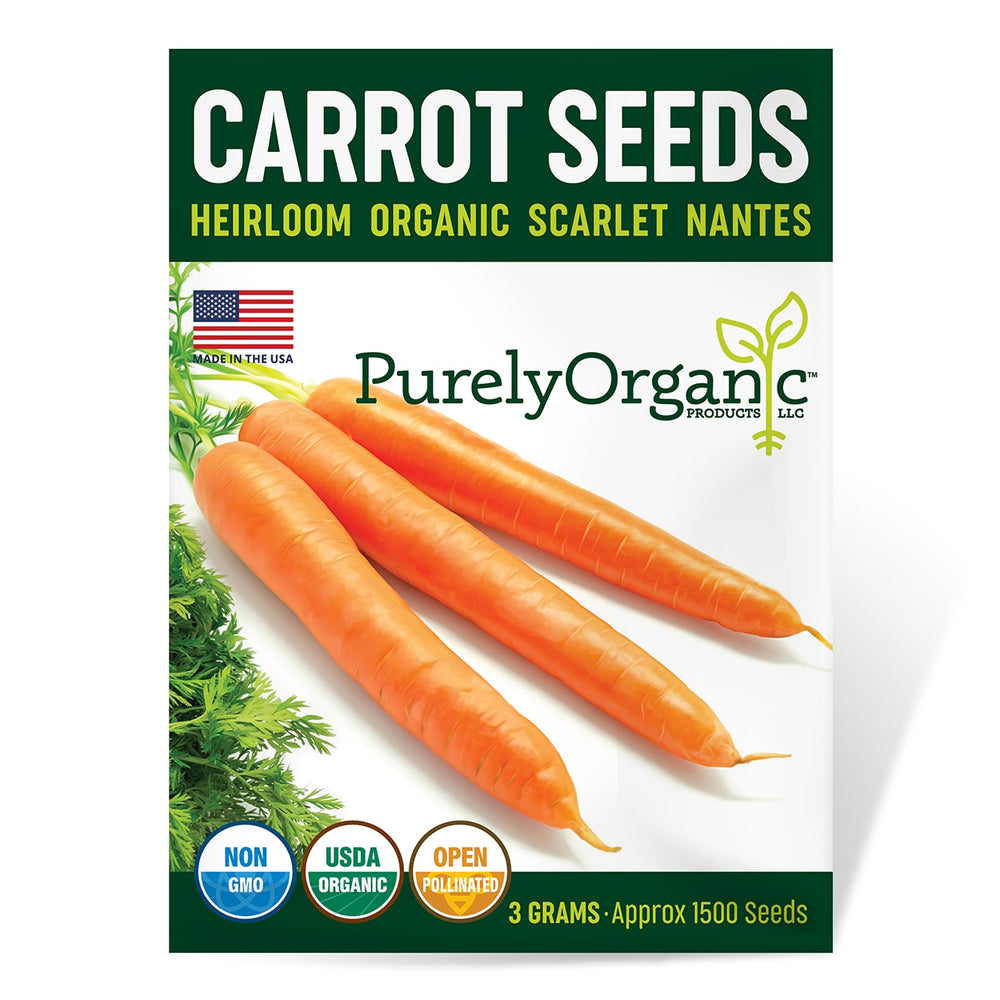Purely Organic Heirloom Carrot Seeds - Scarlet Nantes (Approx 1500 Seeds)