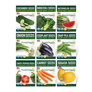 Purely Organic Vegetable Garden Starter Kit (9 Seed Packets - Over 2800 Seeds)