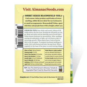 The Old Farmer's Almanac Sorbet Series Beaconsfield Viola Seeds - Premium Non-GMO, Open Pollinated, USA Origin, Flower Seeds