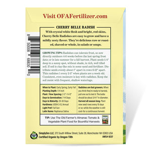 The Old Farmer's Almanac Organic Radish Seeds (Heirloom Cherry Belle) - Approx 400 Seeds