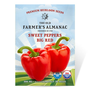 The Old Farmer's Almanac Heirloom Big Red Sweet Pepper Seeds - Premium Non-GMO, Open Pollinated, USA Origin, Vegetable Seeds