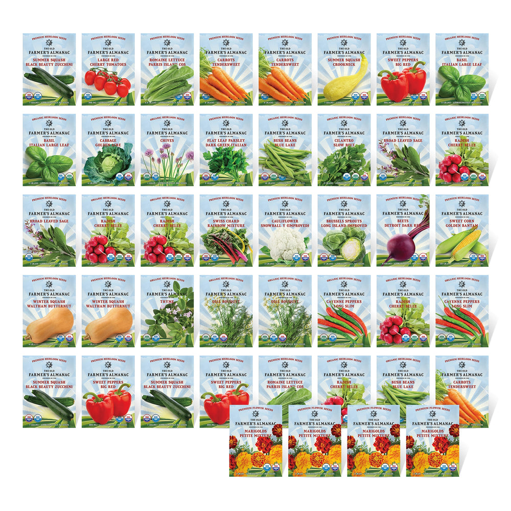 
                
                    Load image into Gallery viewer, The Old Farmer&amp;#39;s Almanac Heirloom Vegetable Seed Variety Pack (44 Heirloom, Non-GMO, Open Pollinated Seed Packets)
                
            